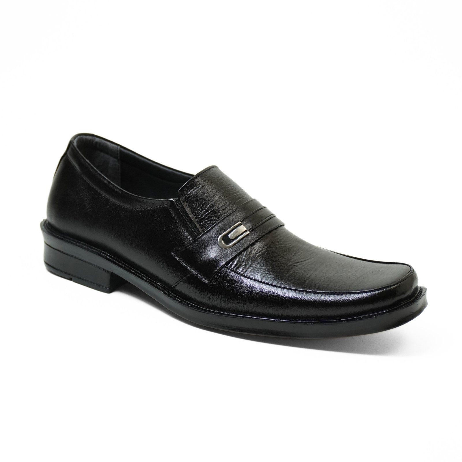 Sepatu Pantofel Pria Kulit Asli GS-02 Slip On - Hitam