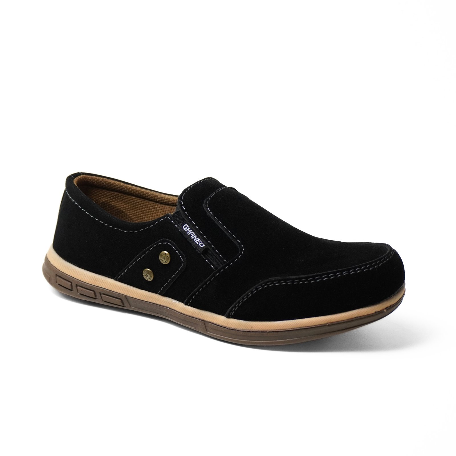 Sepatu Slip On Kulit Suede G-01 Casual - Hitam