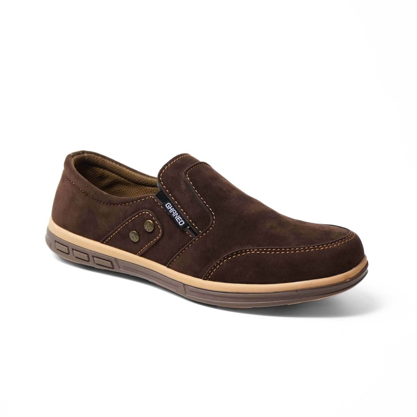 Sepatu Slip On Kulit Suede G-01 Casual - Coklat