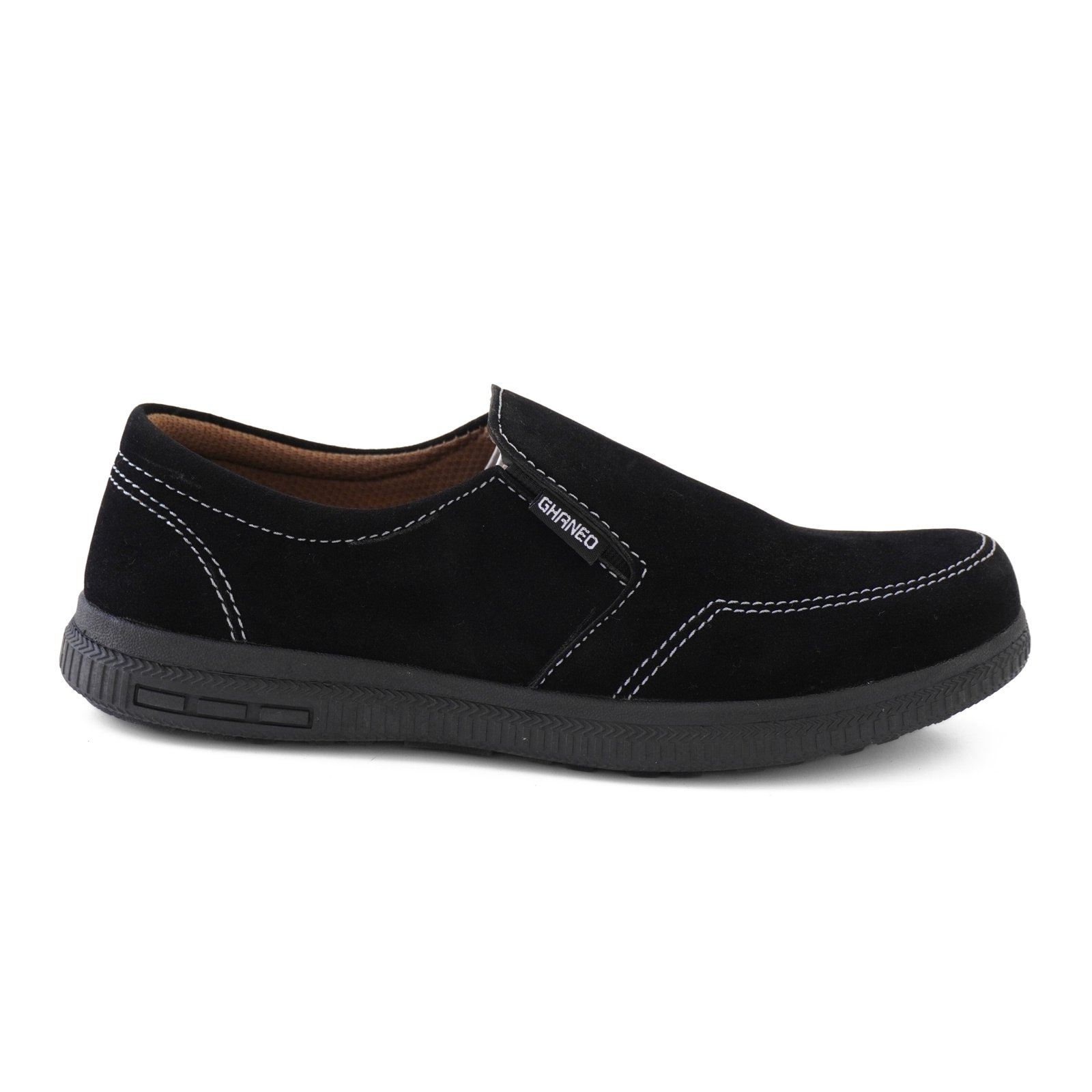 Sepatu Slip On Kulit Suede Casual G-87 Tan - Full Black