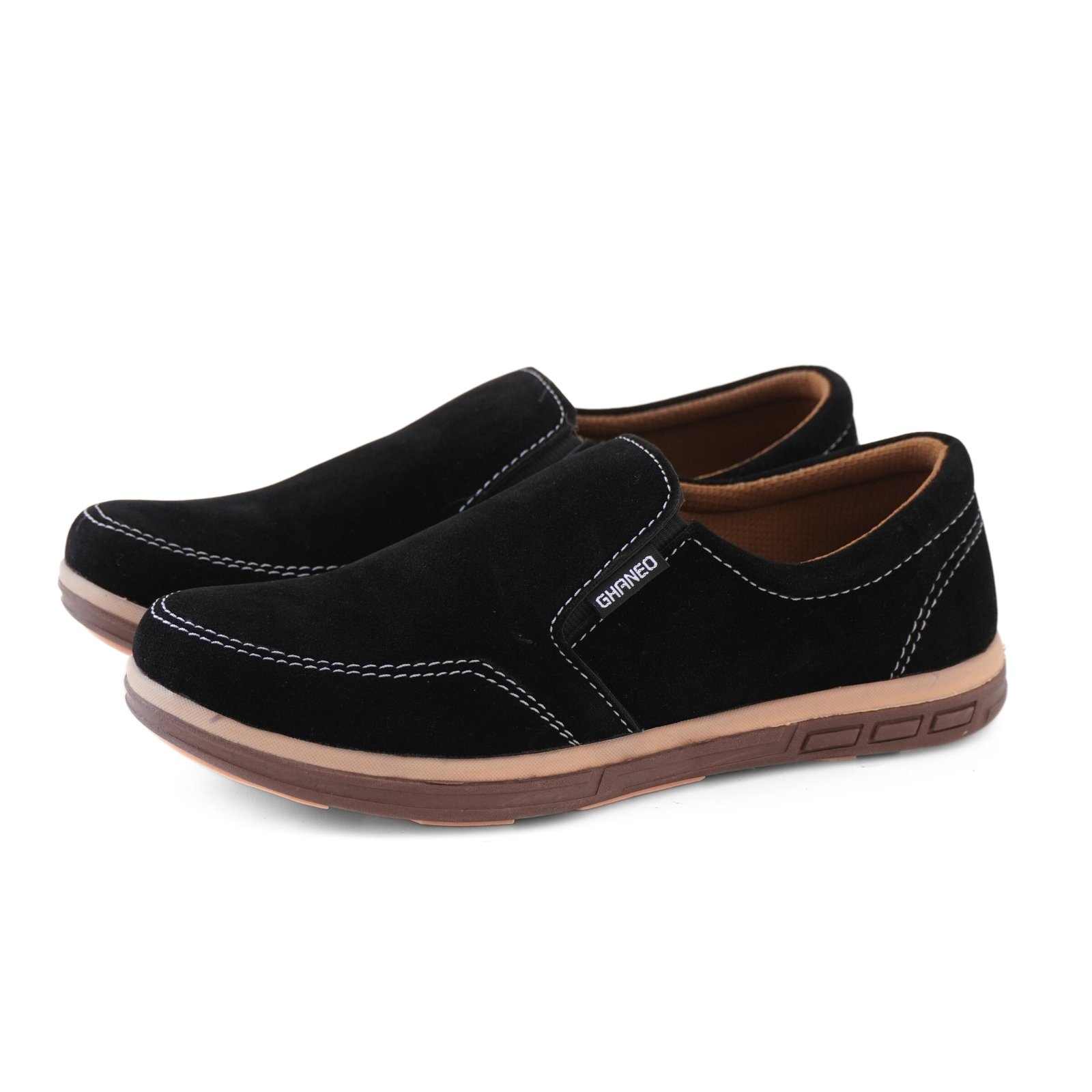 Sepatu Slip On Kulit Suede Casual G-87 Tan