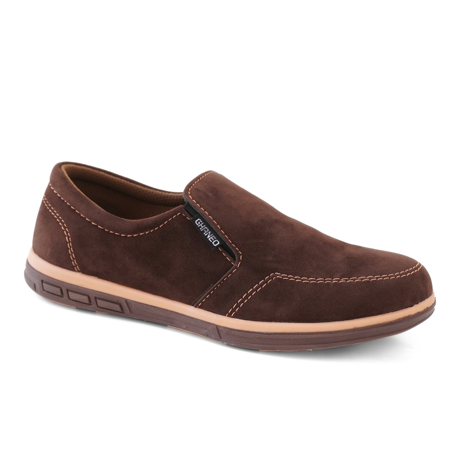Sepatu Slip On Casual Kulit G-87 Full Black - Coklat