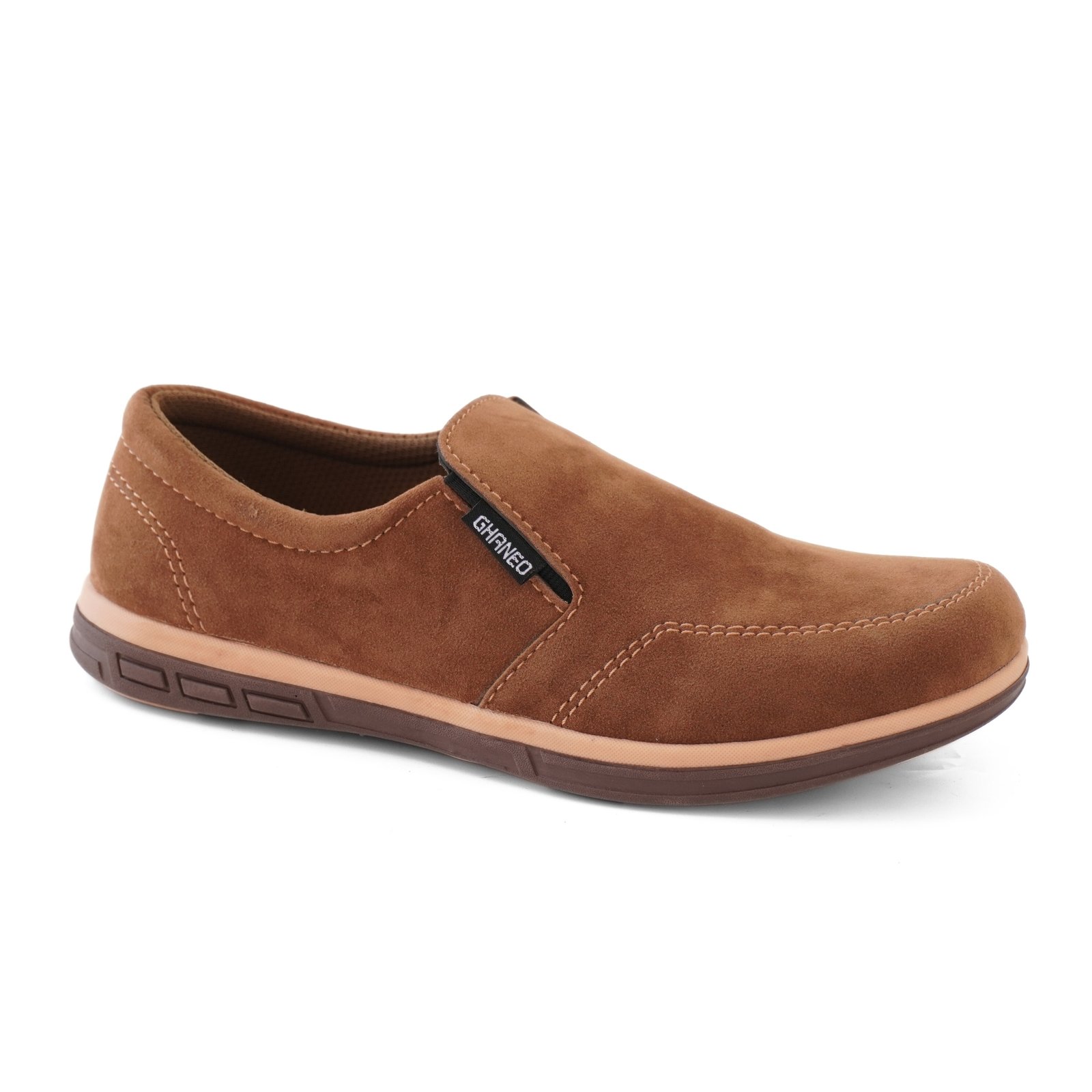 Sepatu Slip On Casual Kulit G-87 Full Black - Tan